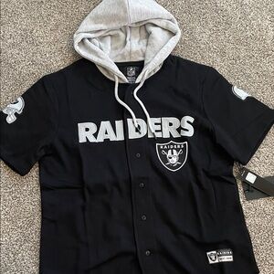 NFL Las Vegas Raiders Black & Gray Hooded Button-Up Sweatshirt